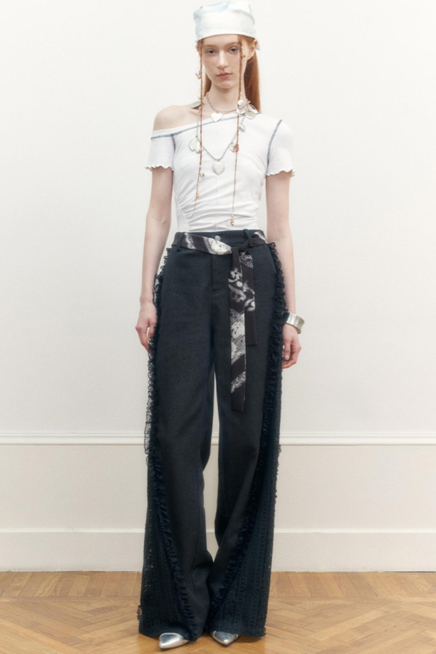 Black White Silk Tie