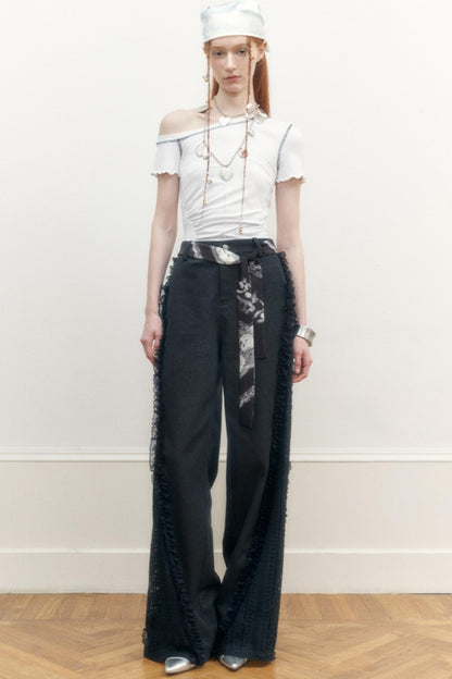 Black White Silk Tie