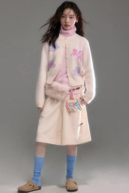 Color-Blocked Wool Blend Cardigan