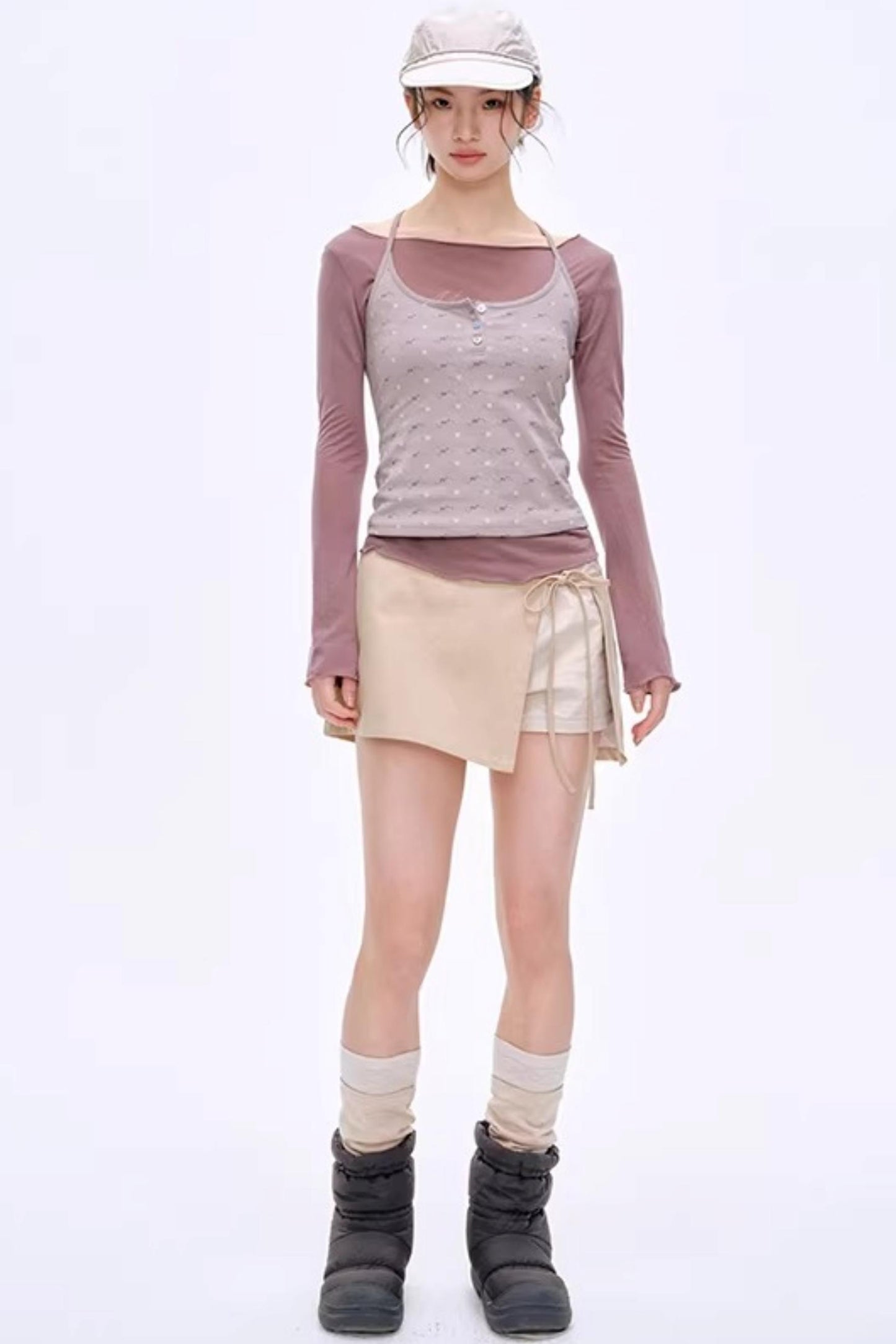 Side Slit Bow Pants Skirt