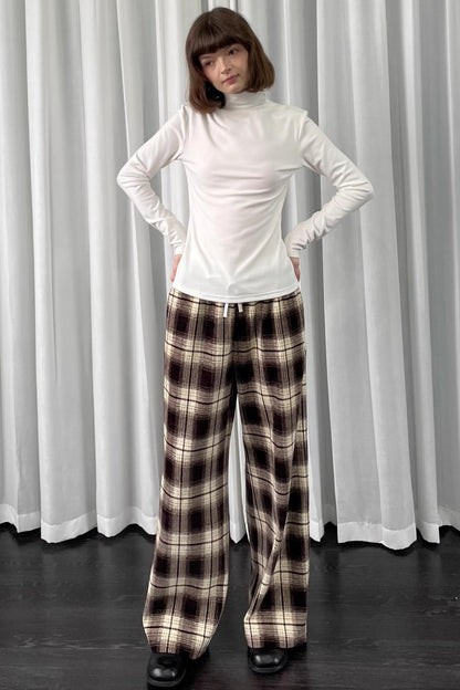 Versatile Khaki Plaid Trousers