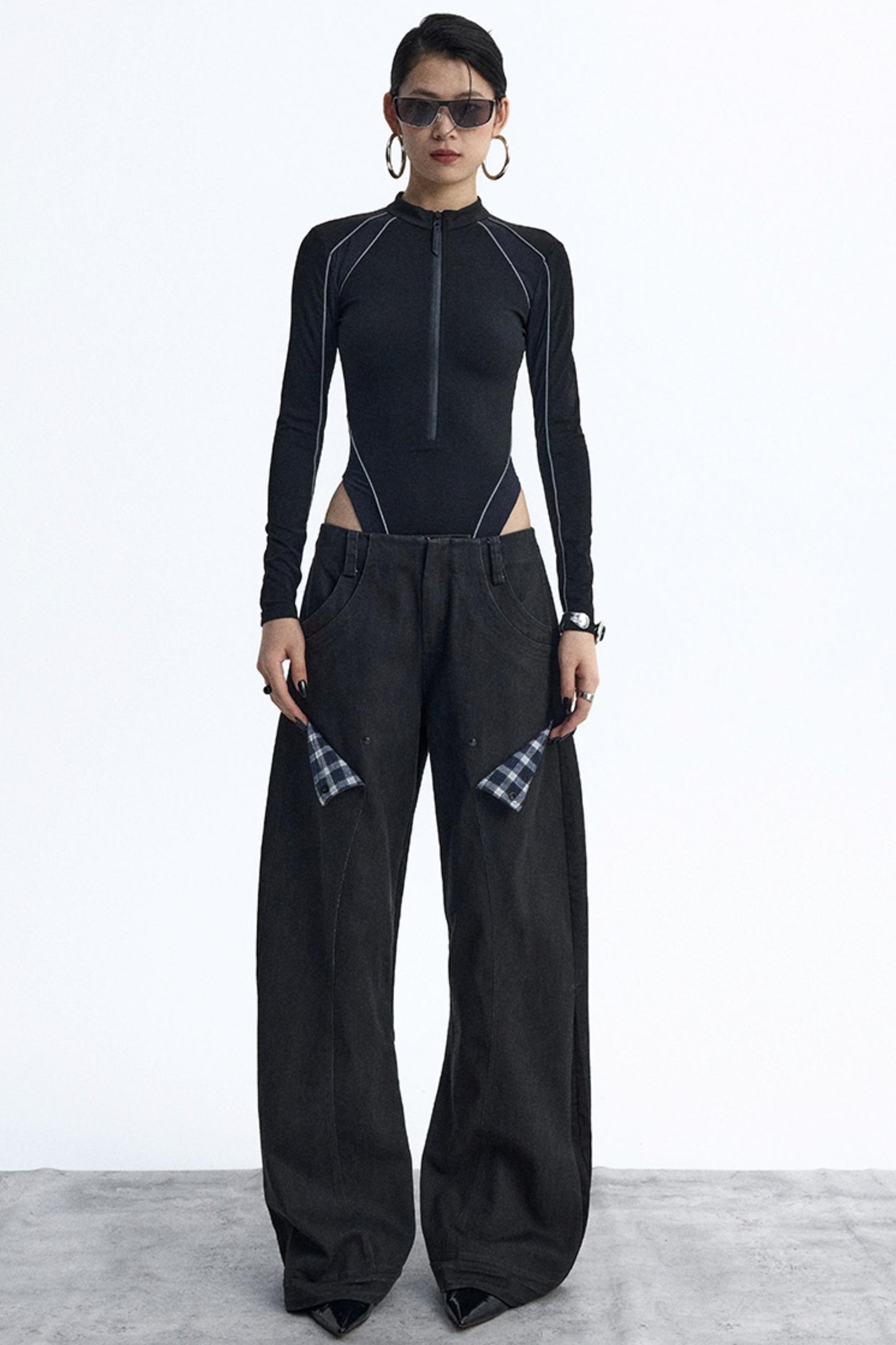 Reflective Stripe Biker Jumpsuit Top