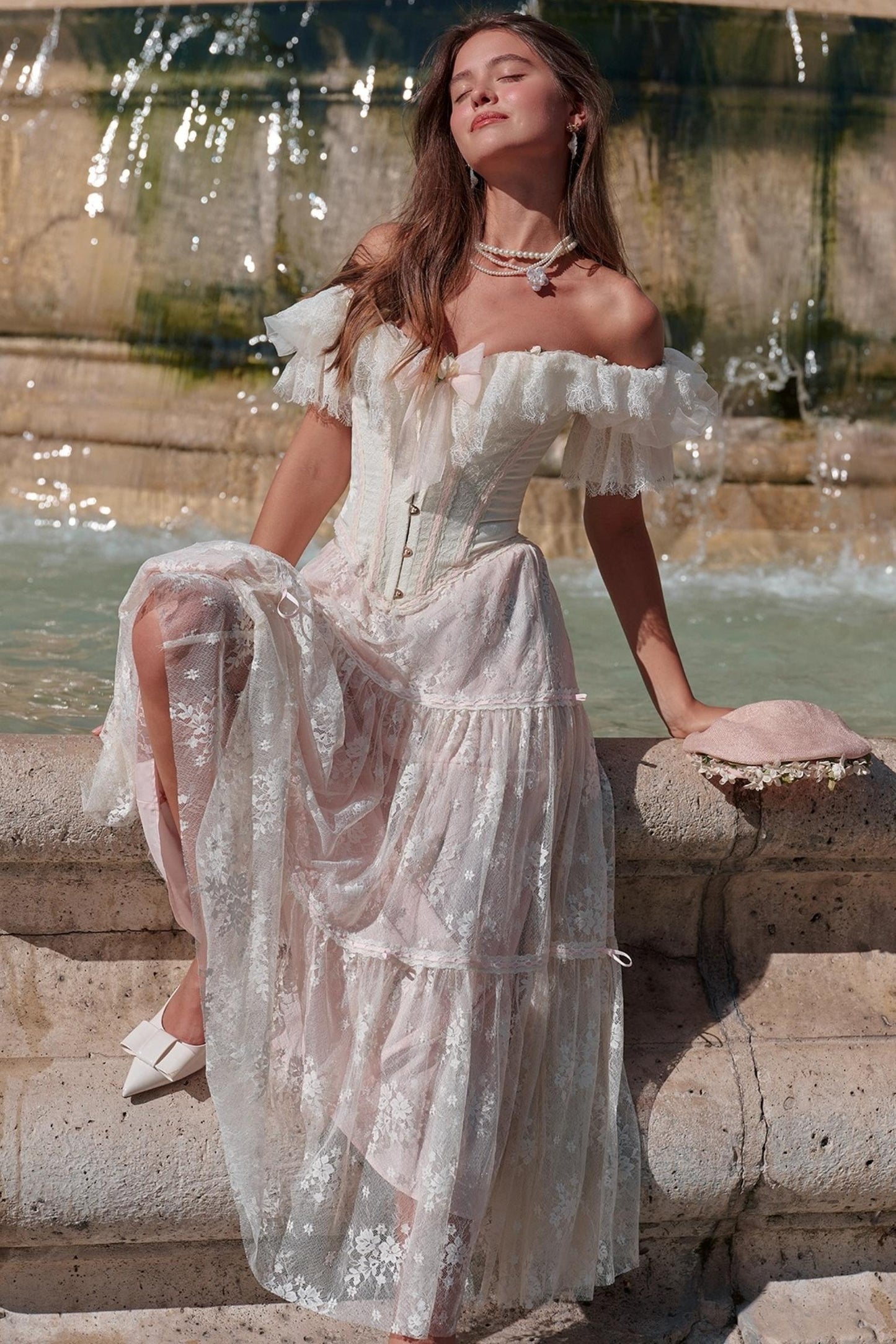 Morning Dew Lace Skirt Set-Up