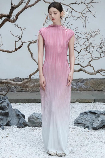 Summer Pink Pleated Dress