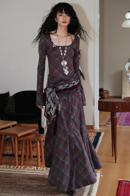 Vintage Check Slim Dress