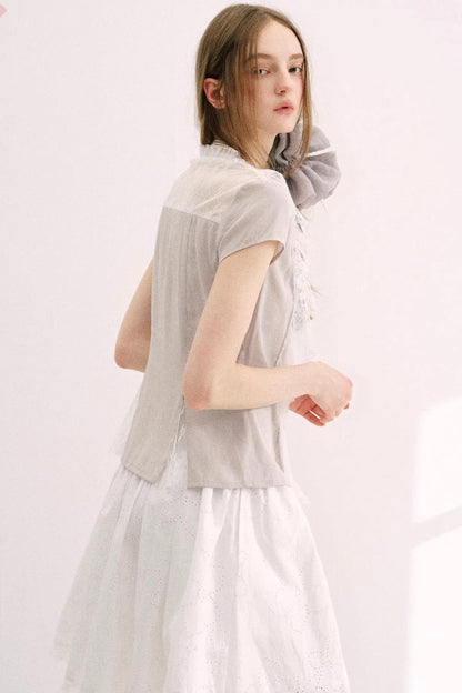 Misty Gray Lace A-Line Top