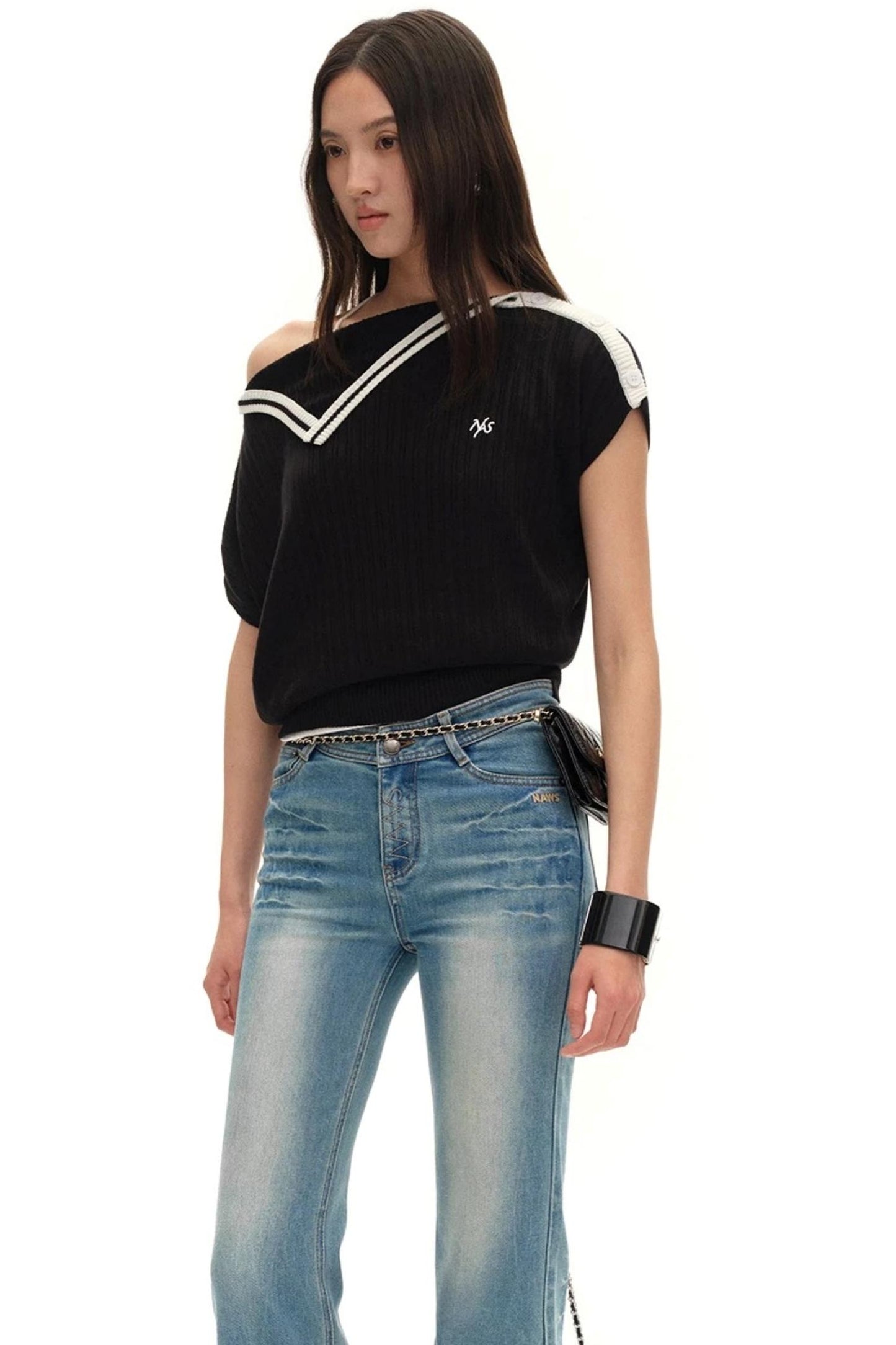 Acetate Wool Asymmetrical Top
