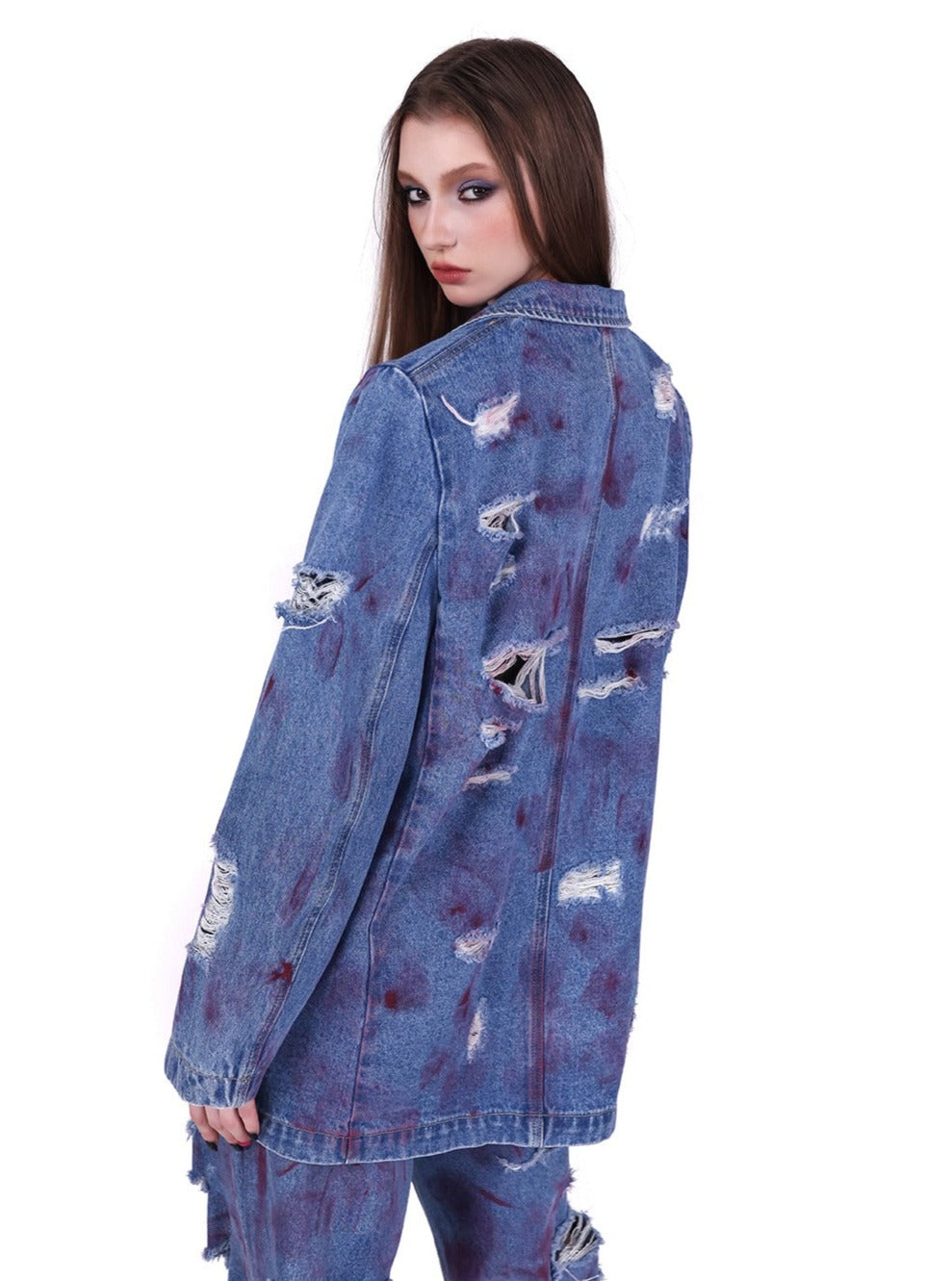 Padded Shoulder Genderless Jeans Coat