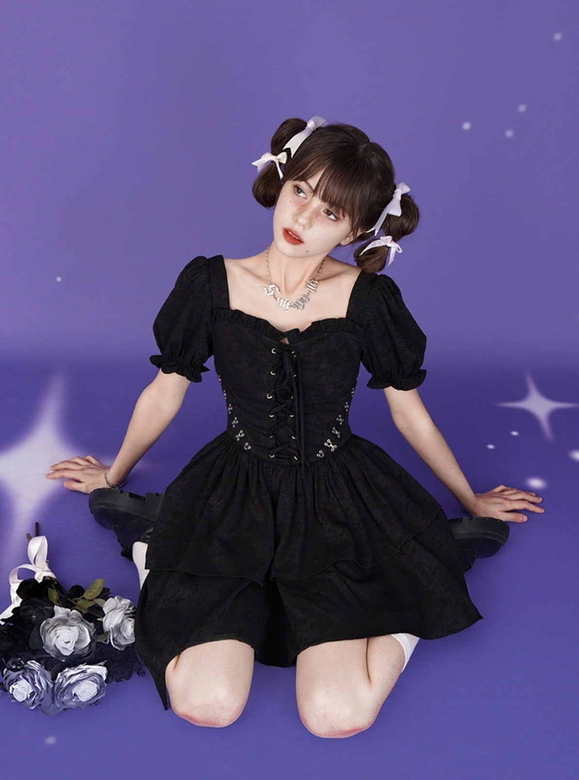 Waist short-sleeved lolita dress