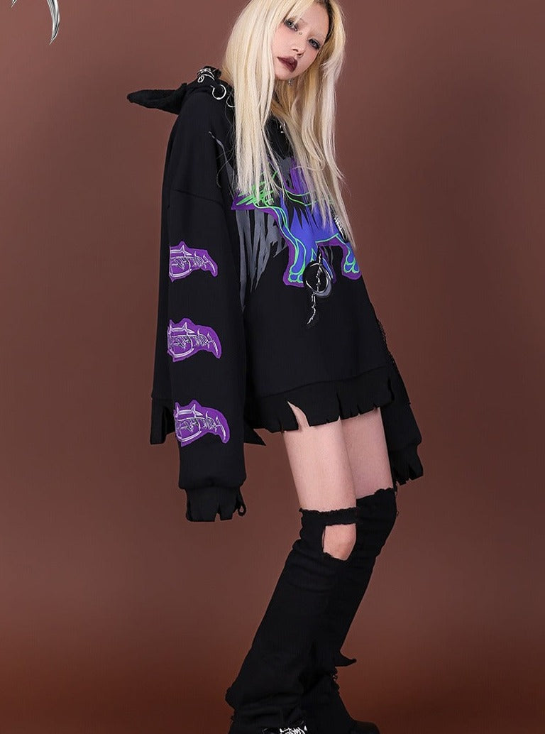 Embroidered hooded coat