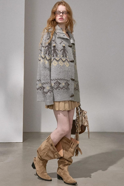 Pom-Pom Knit Cardigan Jacket