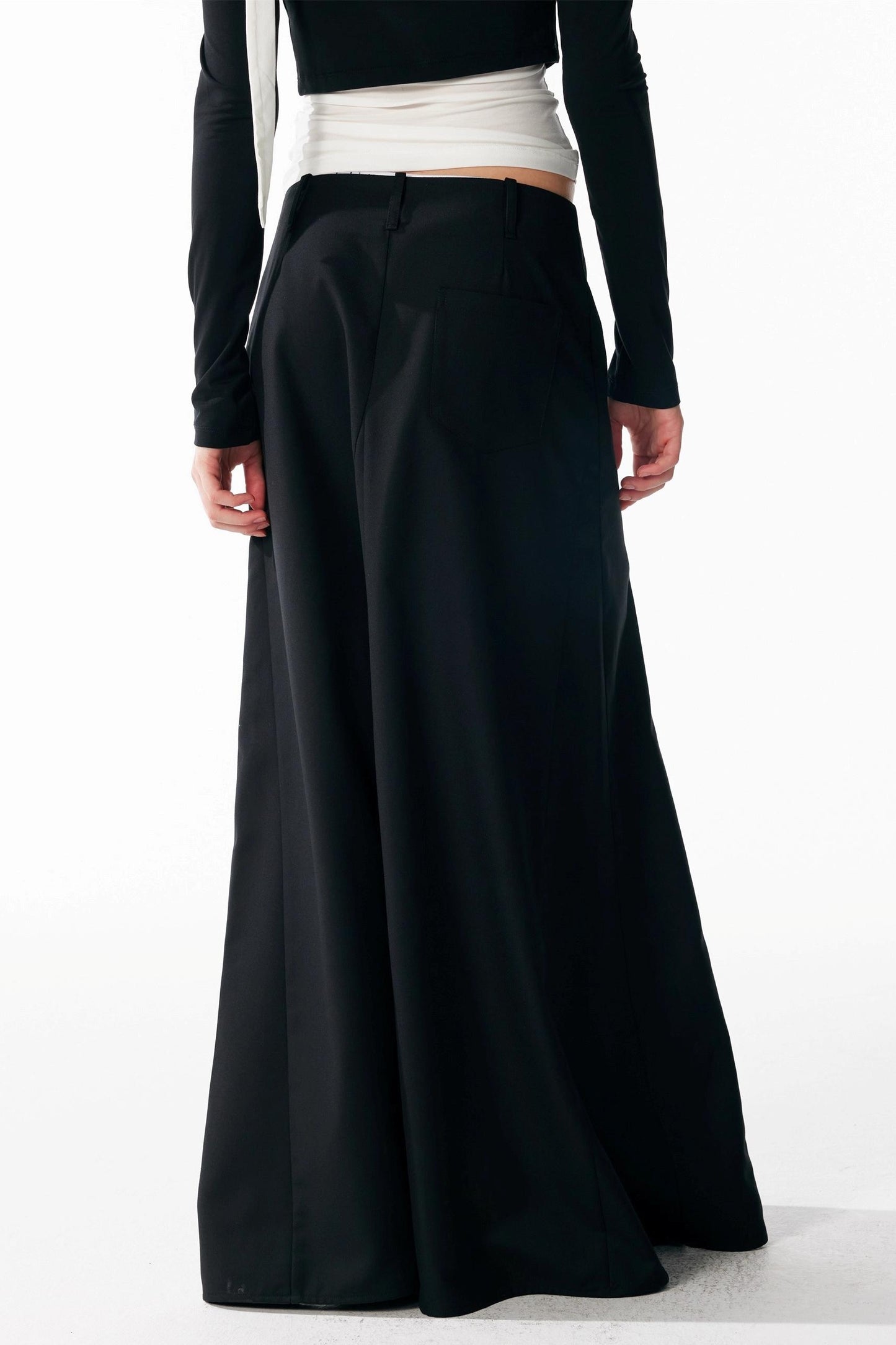 Vintage Black Low Waist A-Line Skirt