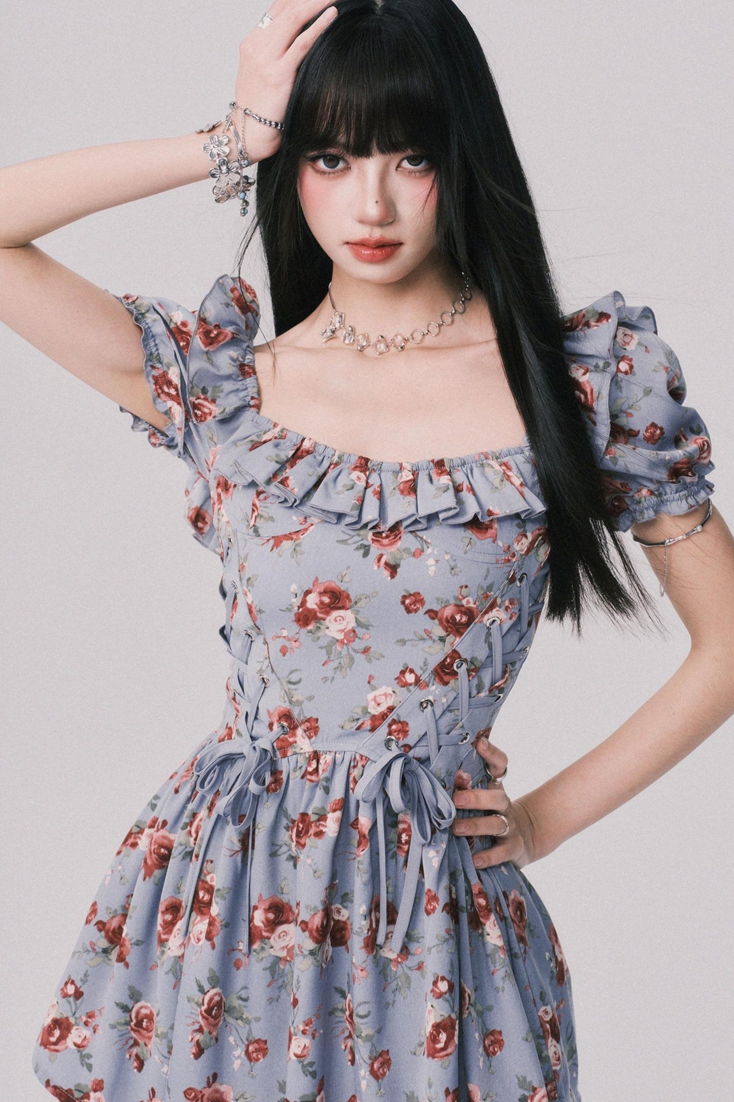 Asymmetrical Bubble Sleeve Dress