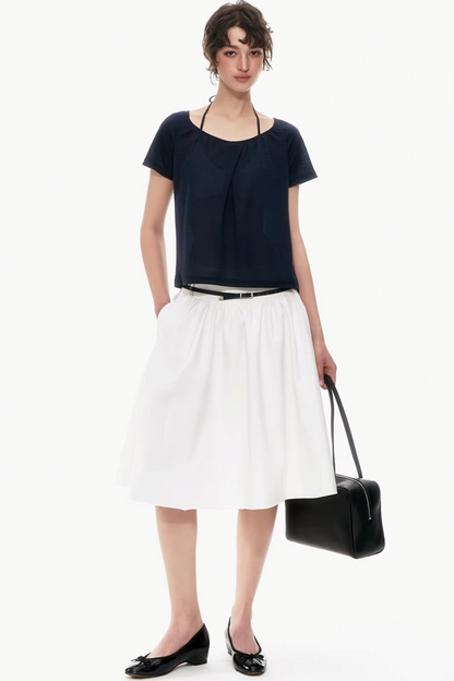 Two-Tone Linen Asymmetrical Top