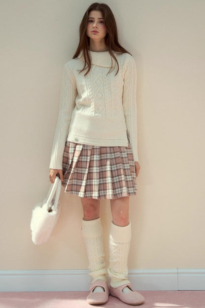 Pink Plaid Wool Skirt