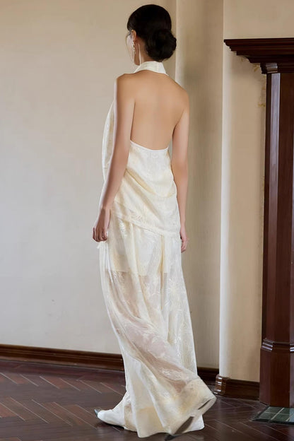 Off-White Draped Halter Top