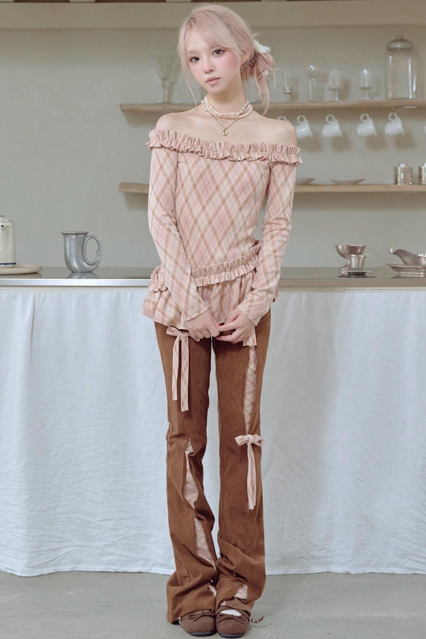 Corduroy Patchwork Flared Pants