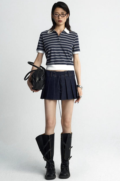 Vintage Crossover Pleated Skirt