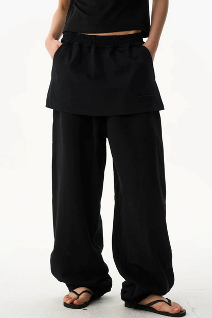 Fake Two-Layer Drawstring Pants