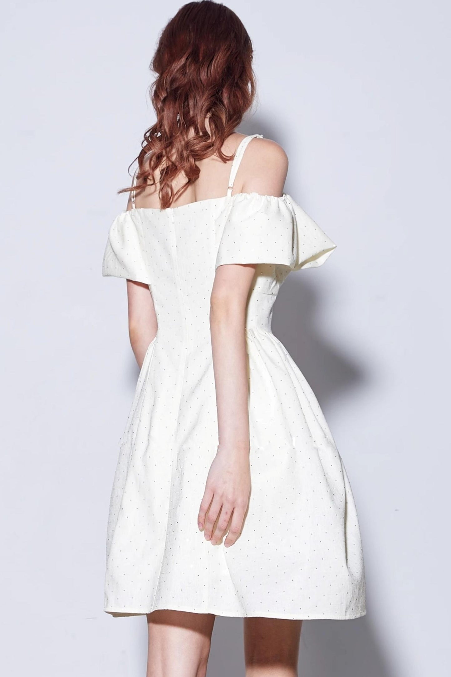 Rhinestone Puff Sleeve Dress