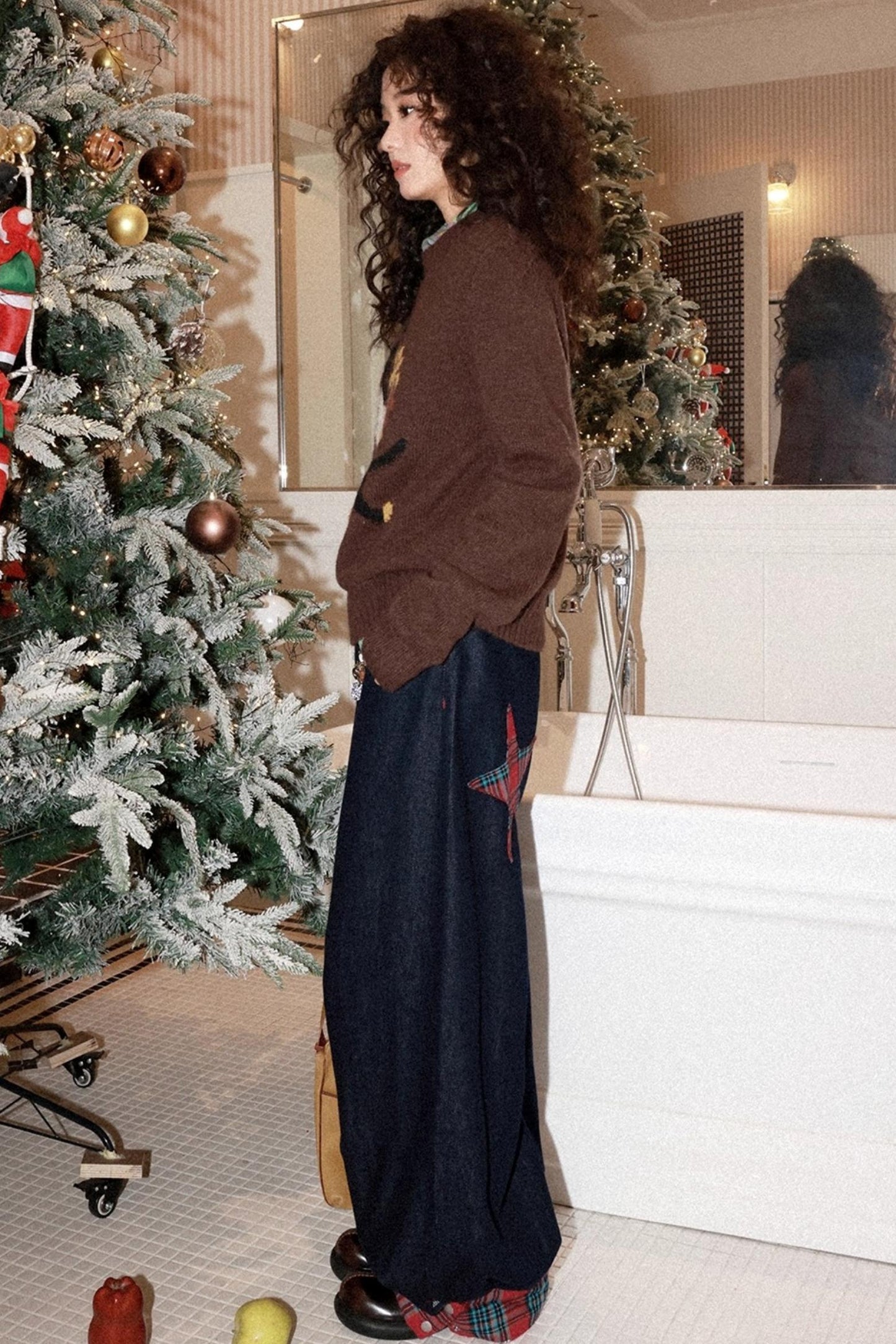 Patchwork Retro Denim Pants Set-Up