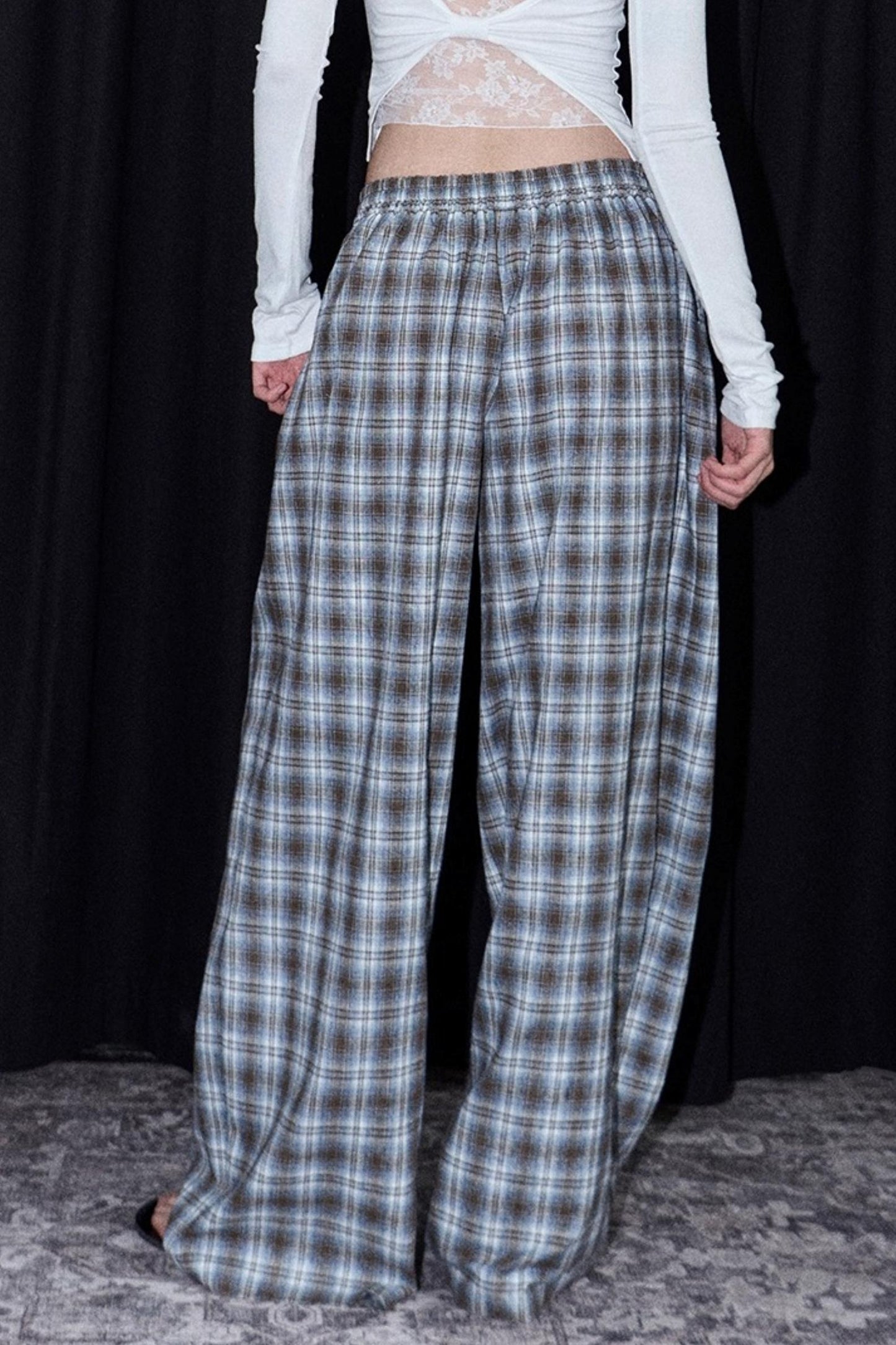 Plaid Color-Blocked Winter Pants