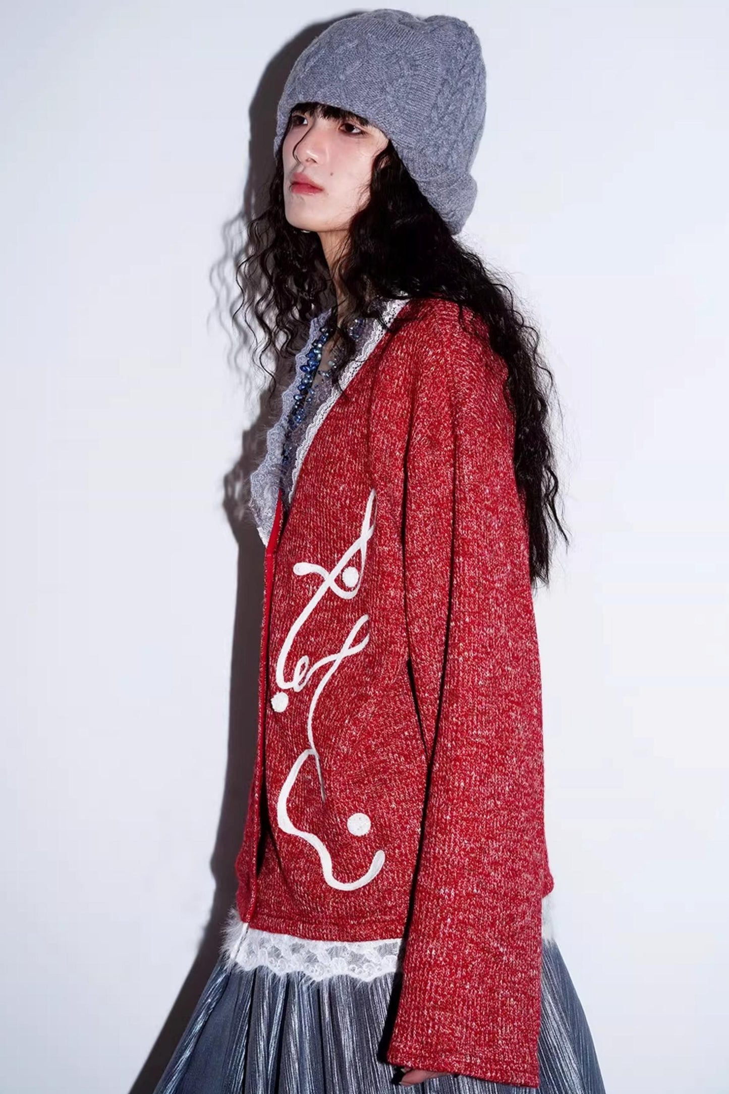 Retro Lace Knitted Cardigan