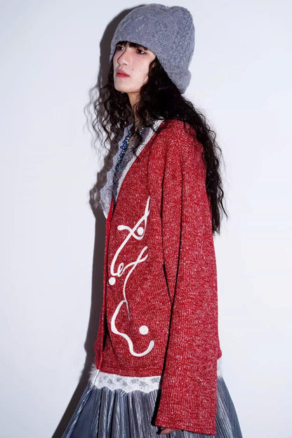 Retro Lace Knitted Cardigan