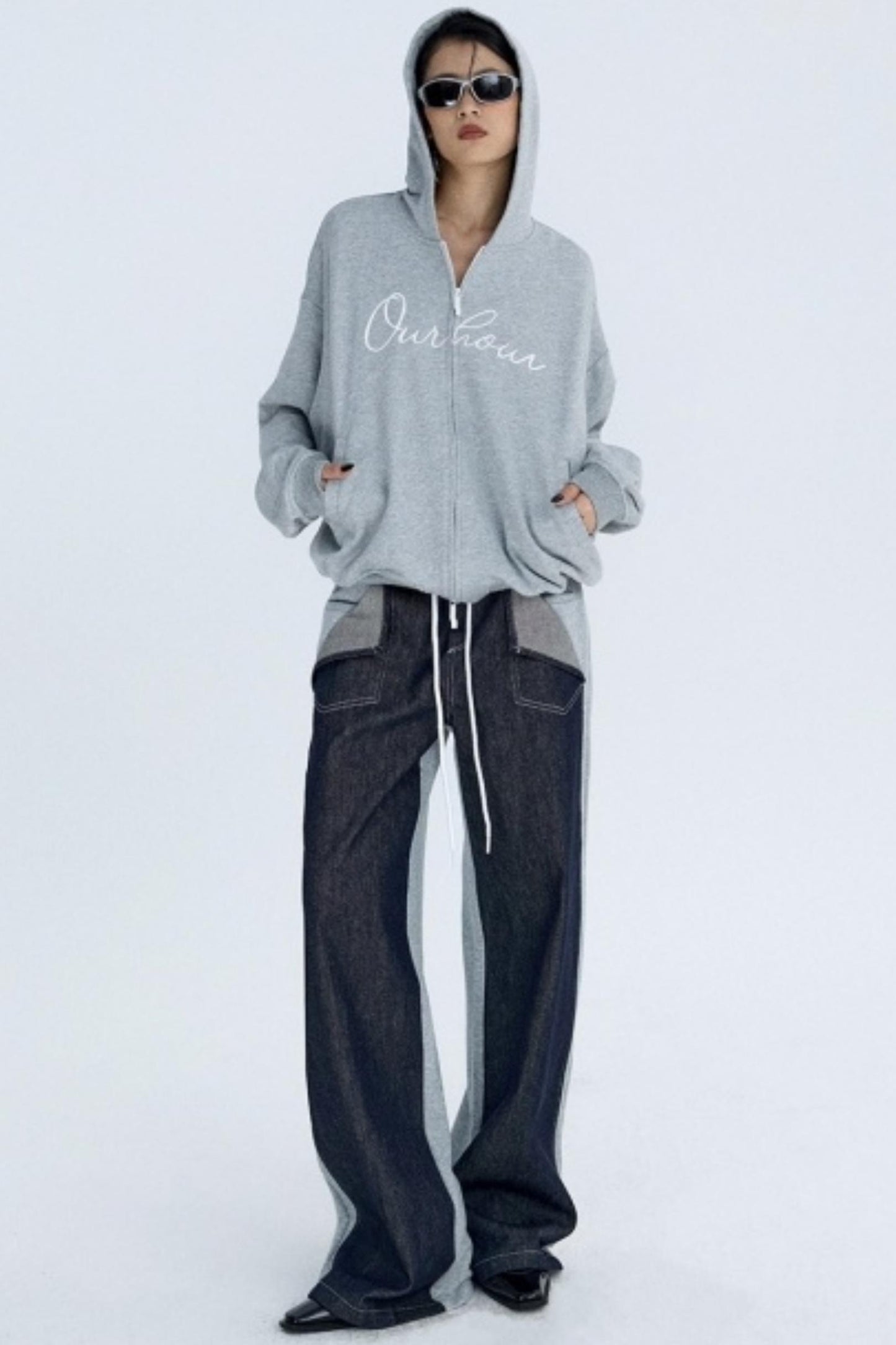 Color-Blocked Denim Sweatpants