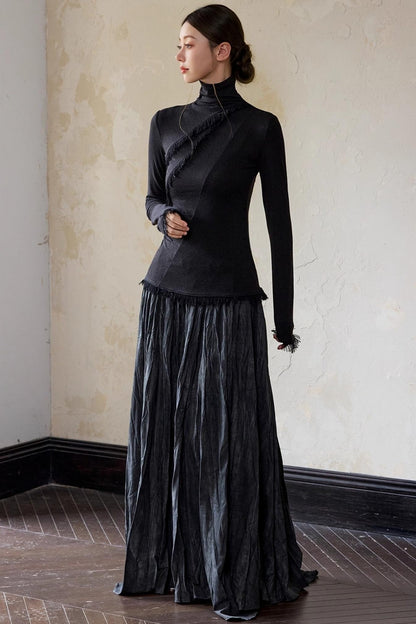 White Wool Turtleneck Knit Top