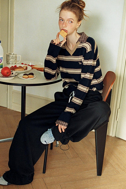 Retro Knit Plaid Top