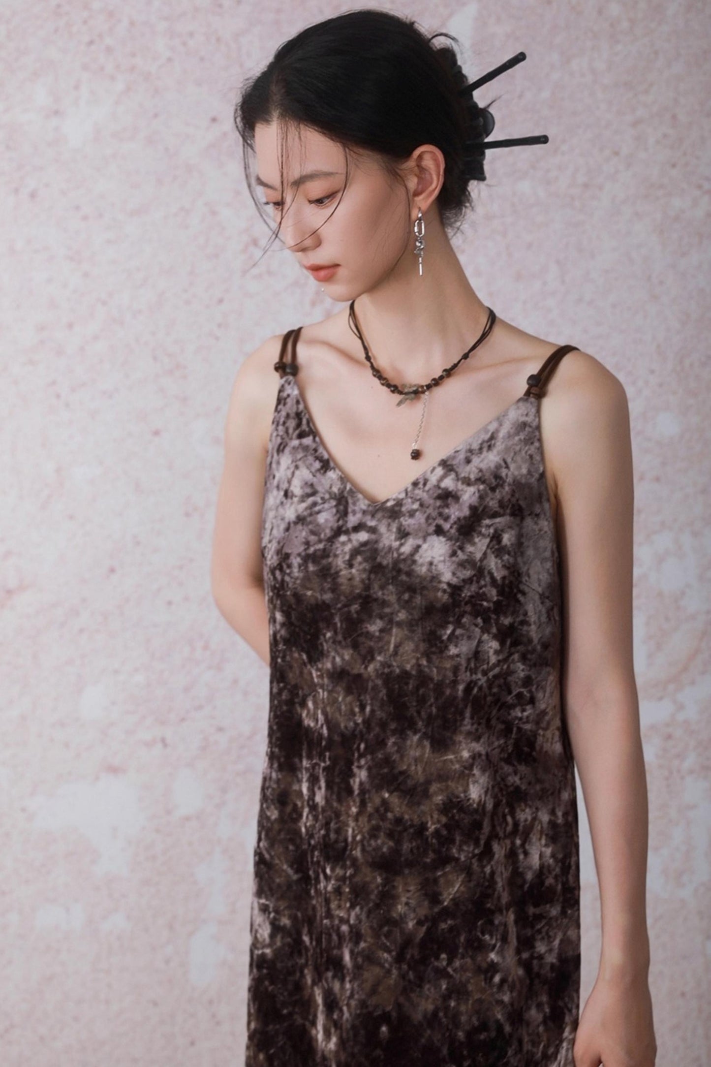 Chestnut Tie-Dye Slip Dress