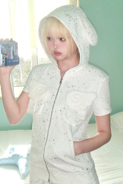 Silver Angel Wing Hoodie Top