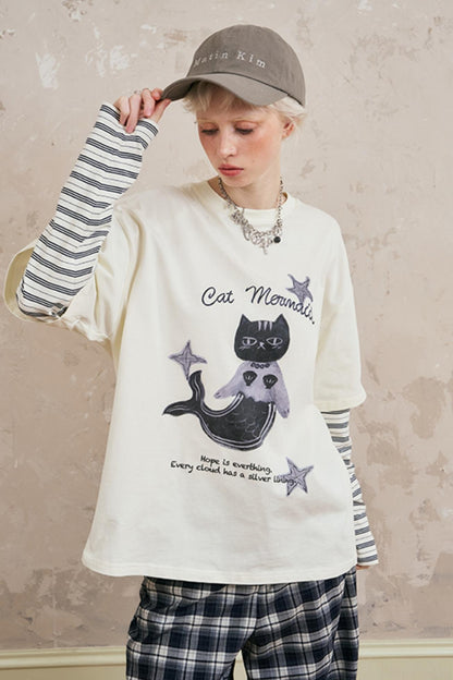 Mermaid Cat Layered T-Shirt