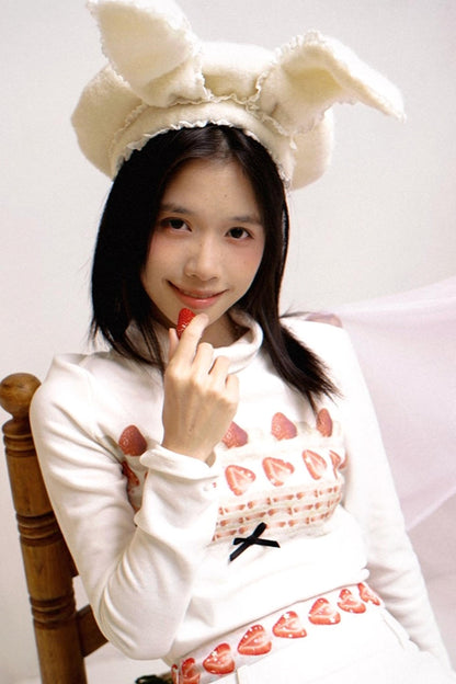 Happy Birthday Strawberry Cake Turtleneck Top