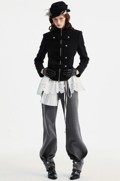 Gray Tapered Flared Pants