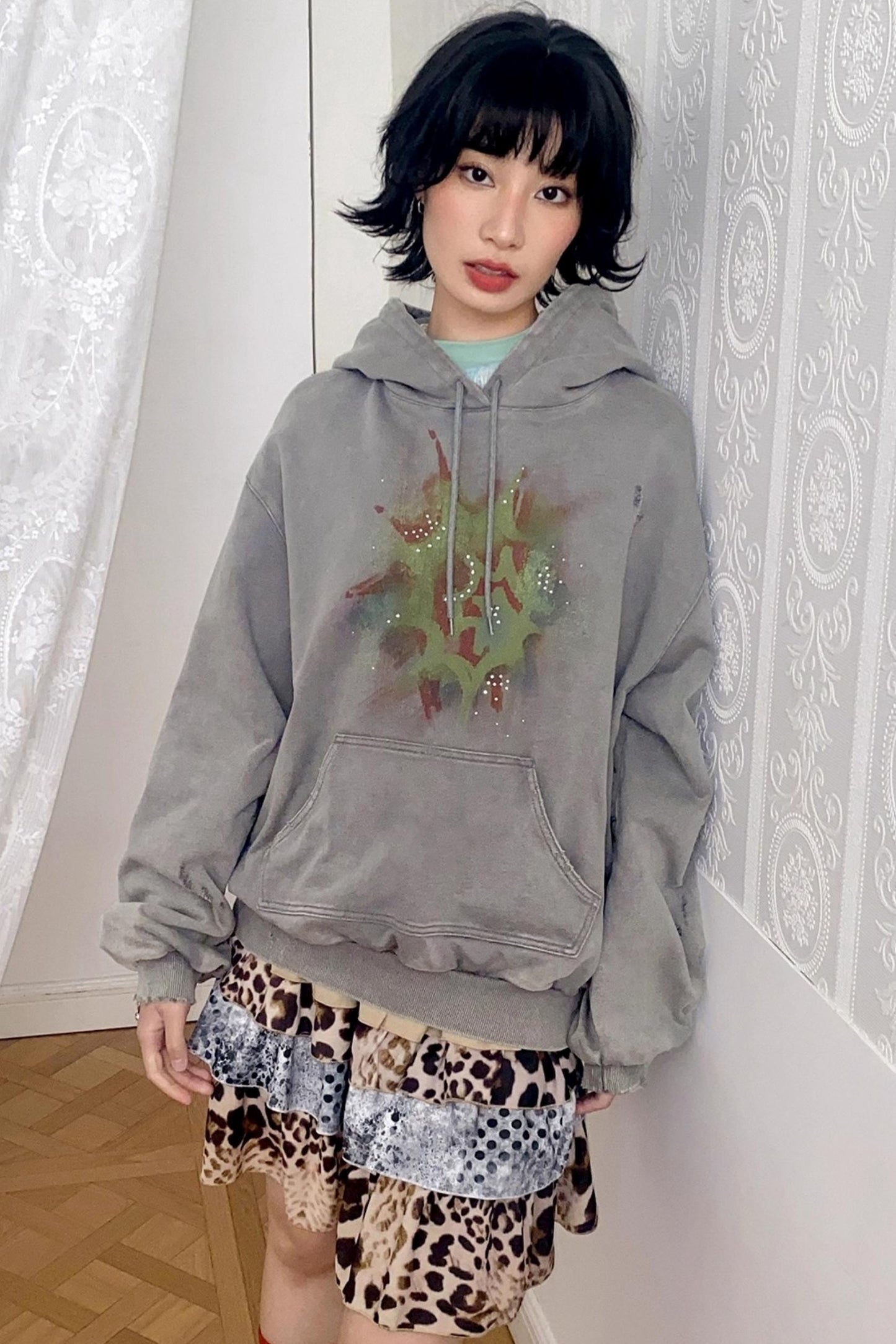 Low Tide Mark Print Hooded Top