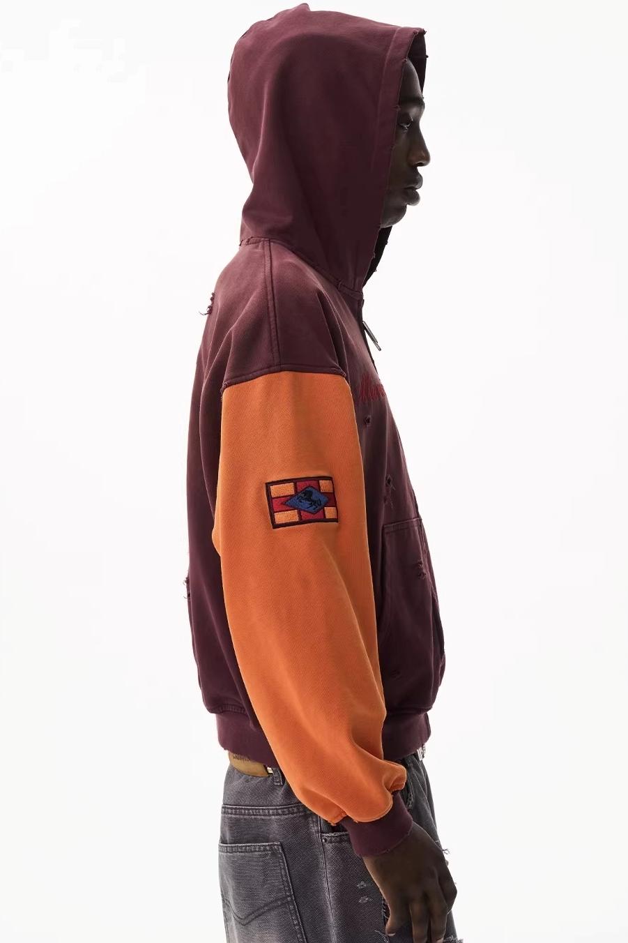 Patchwork Color-Blocked Sweatshirt Jacket