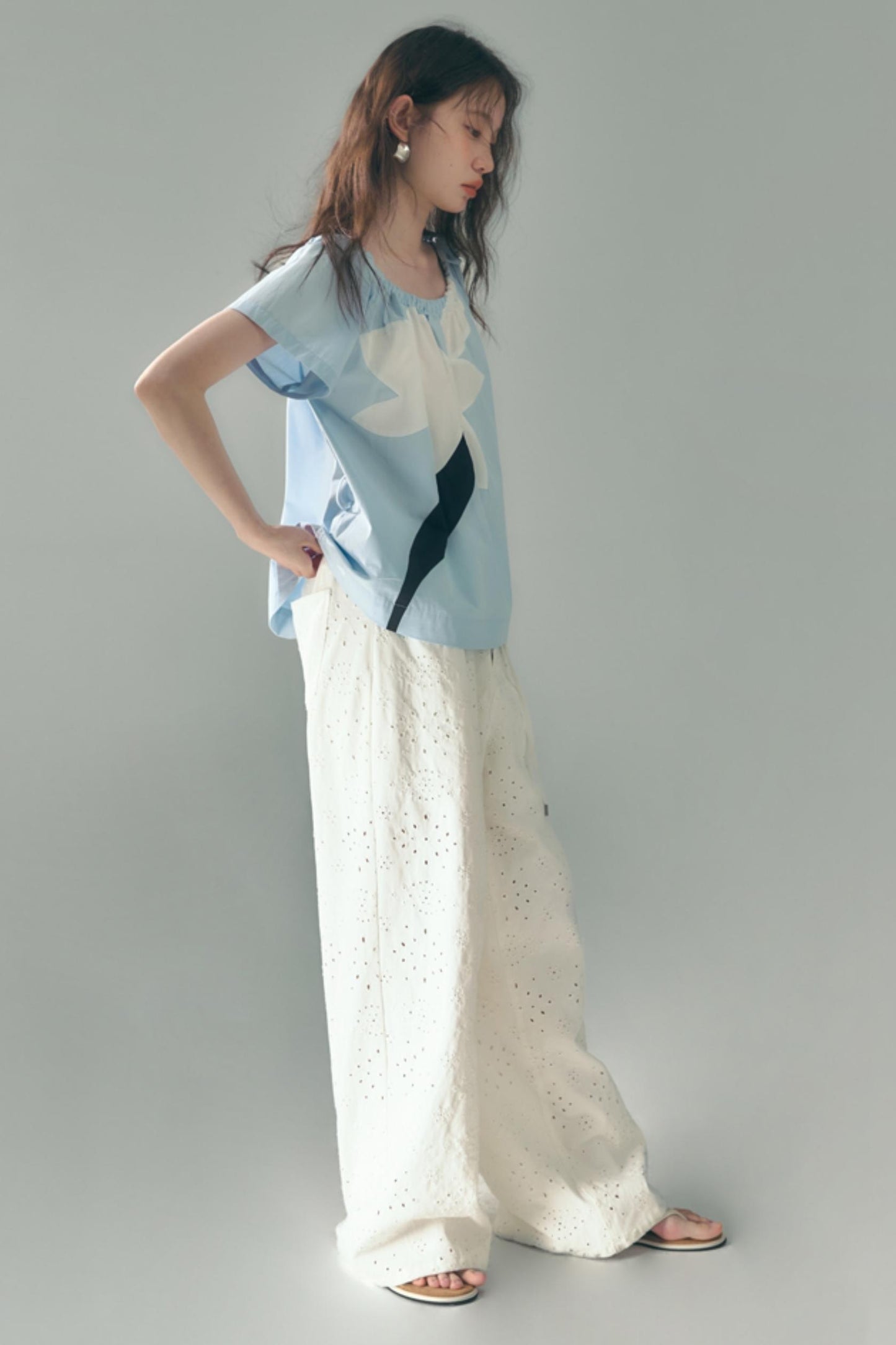 Breathe Between Flowers White Jeans