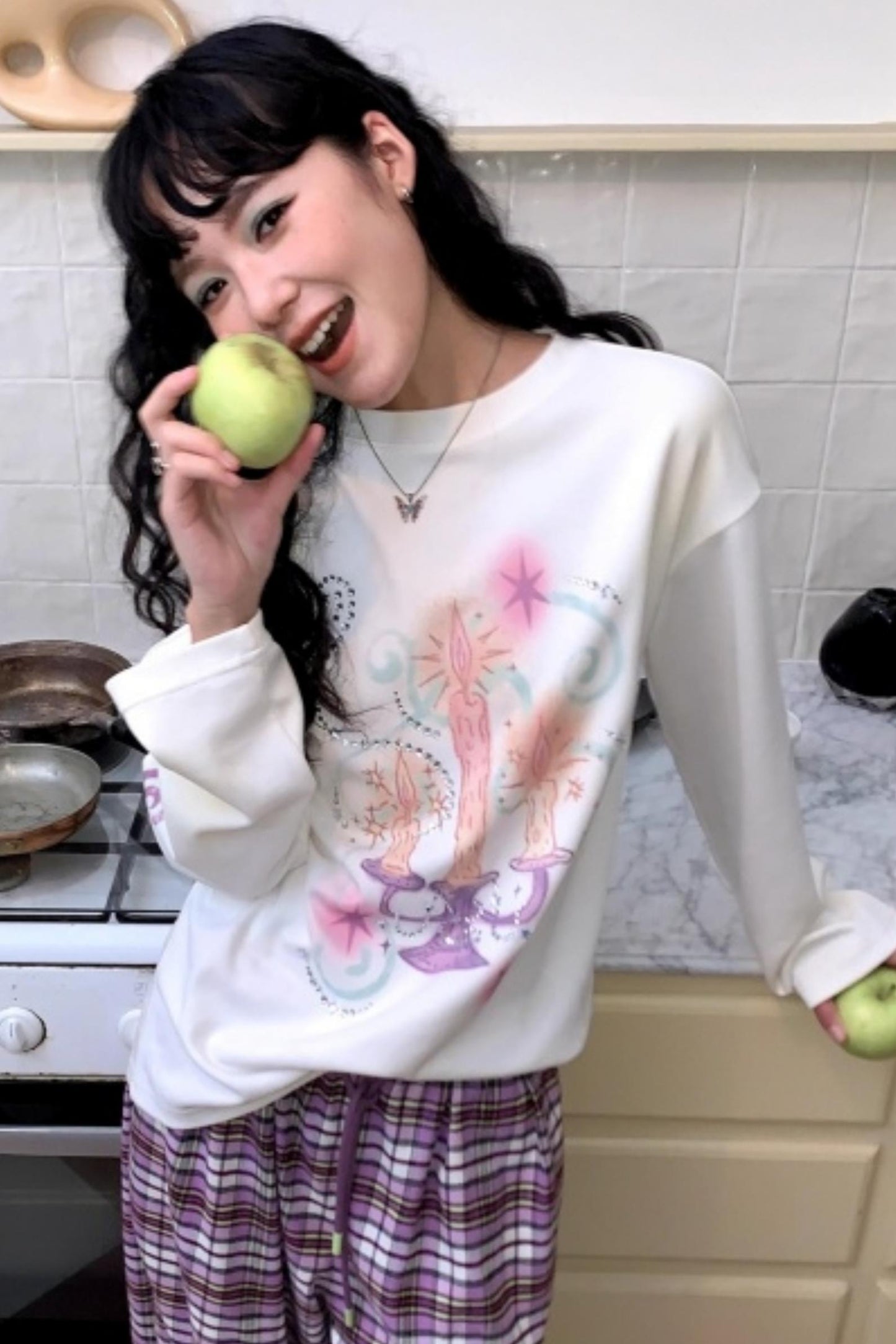 Candlestick Print White T-Shirt