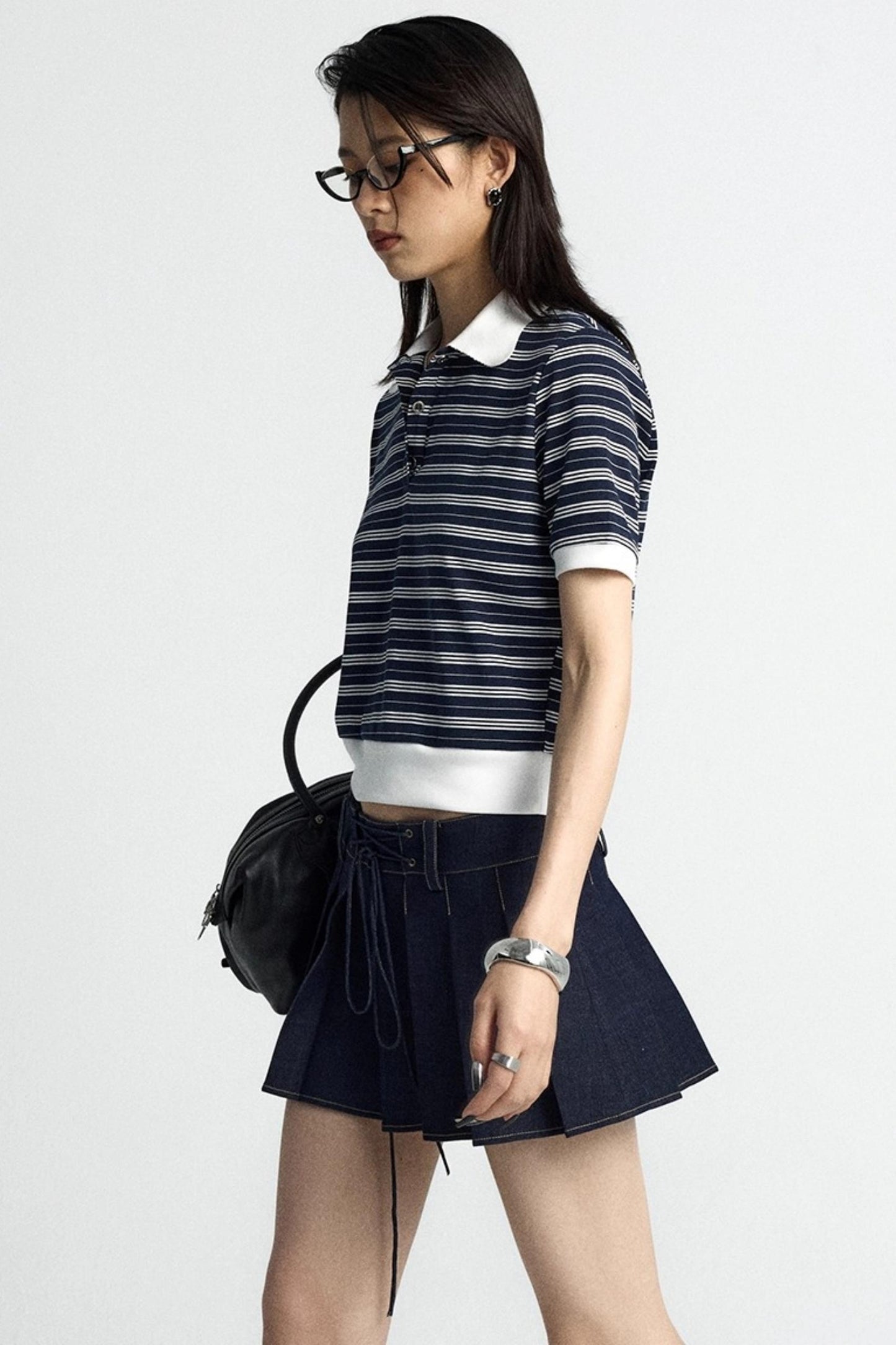 Vintage Crossover Pleated Skirt