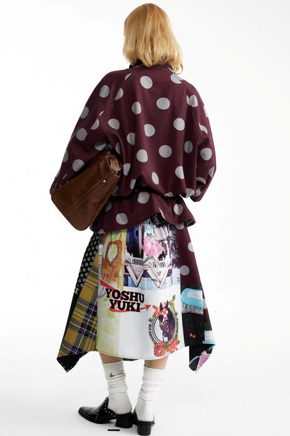 Street Print Deconstructed Stitched Skirt