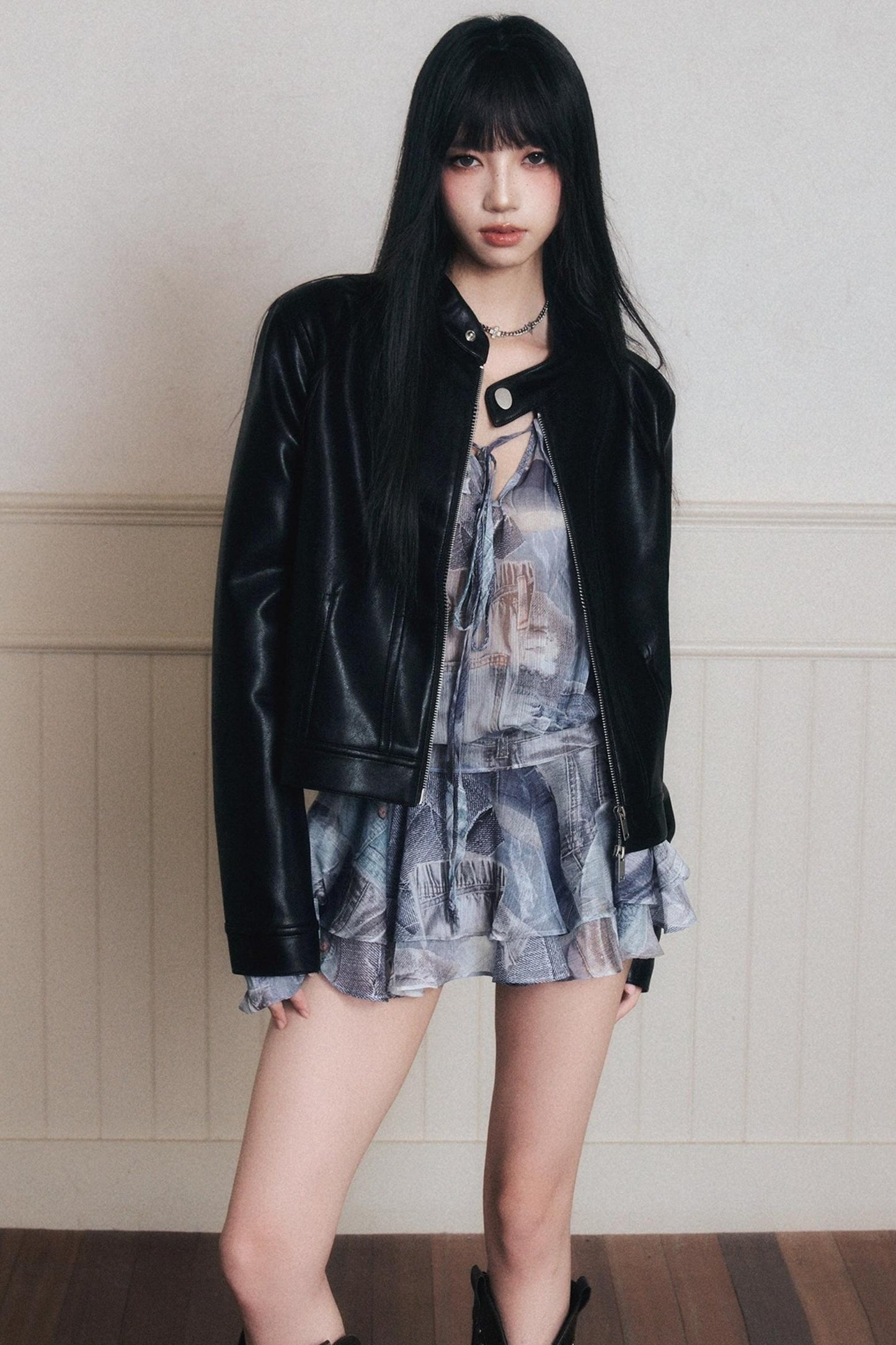 Ruffles Denim Shirt Dress