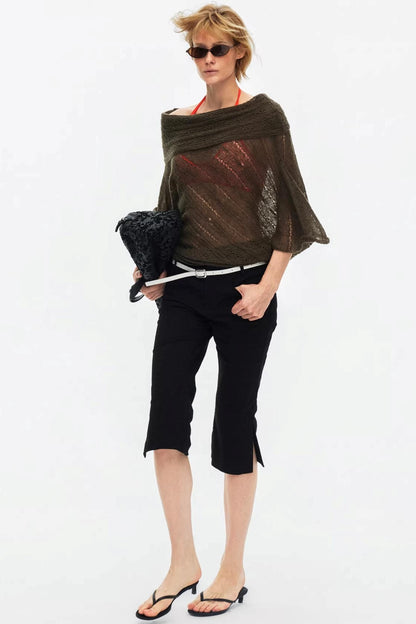 One-Shoulder Oversized Knit Blouse