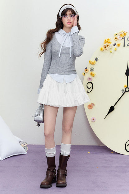 Slim Line Layered Knit Top