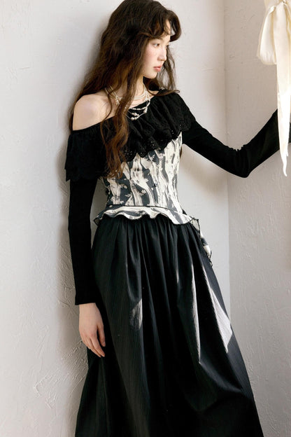 Vintage Shoulder Flower Bud Dress