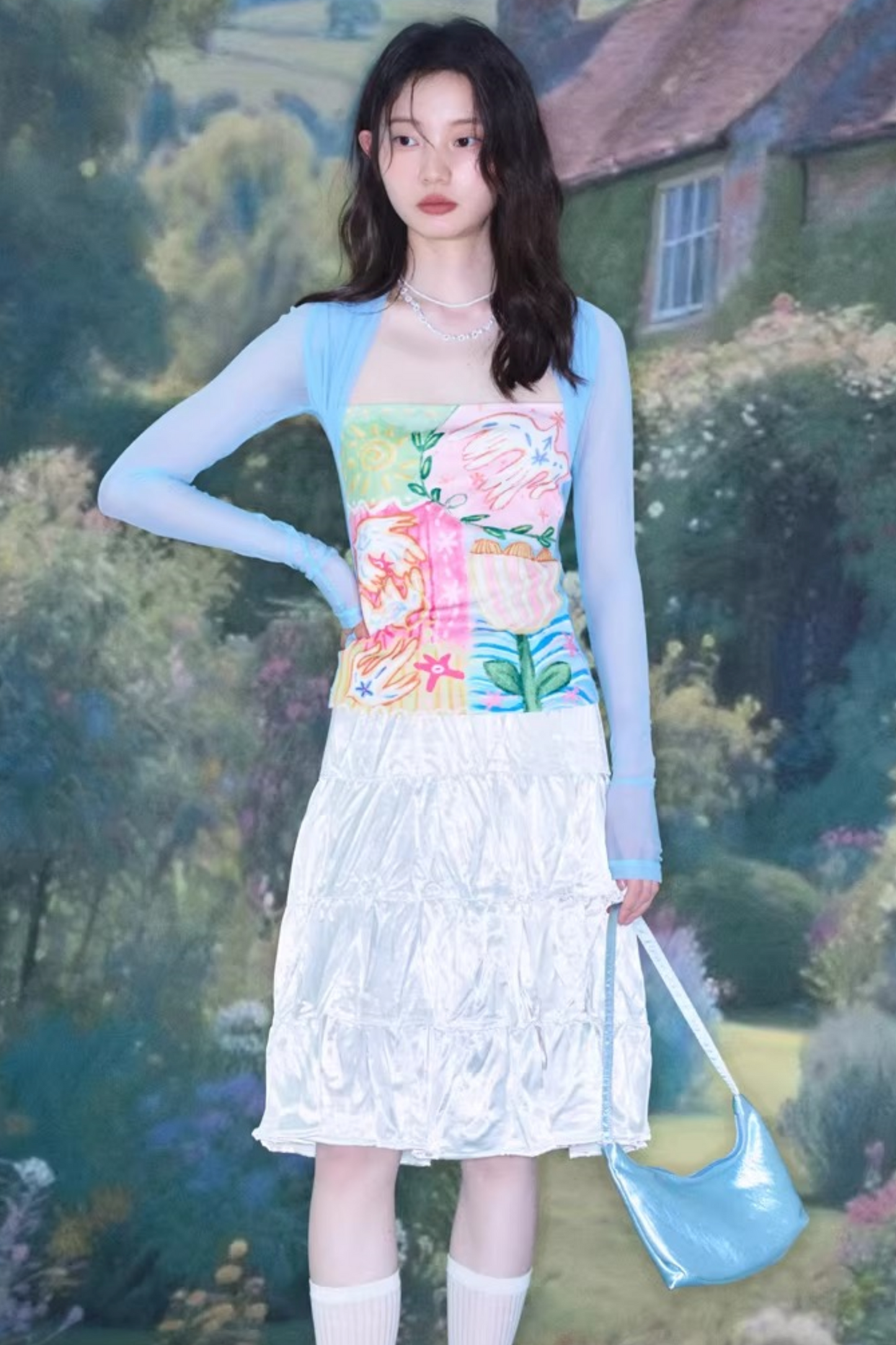 Mesh Splicing Hand-Painted Vest Top