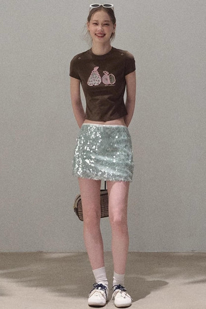 Sequin A-Line Mini Skirt