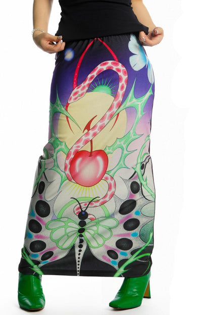 Reversible Print Stretch Casual Maxi Skirt