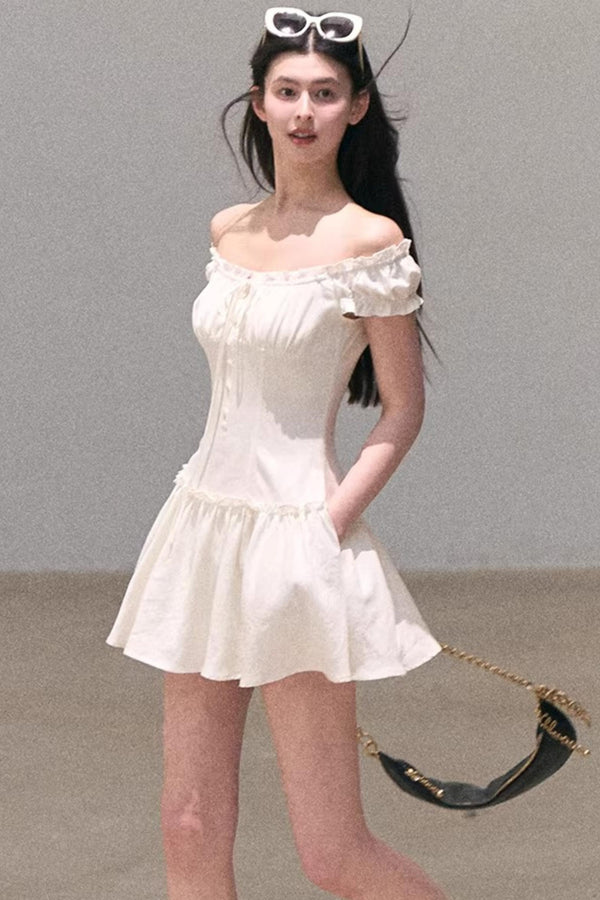 Lyocell Linen Puff Sleeve Dress